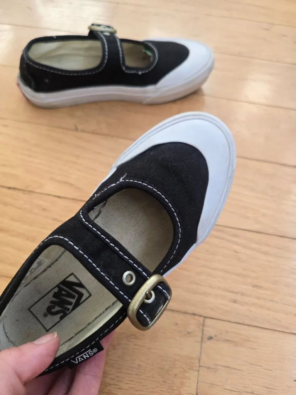 Vans | Style 93 Mary Jane Black Canvas Buckle Sneakerinas | Kids 12.5